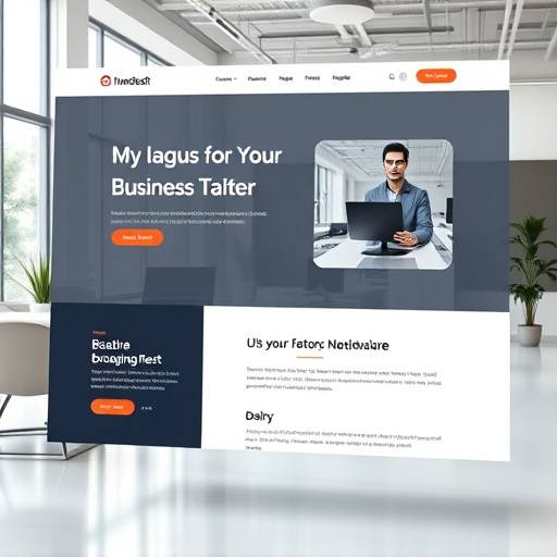 Mockup van een moderne bedrijfswebsite met schone typografie