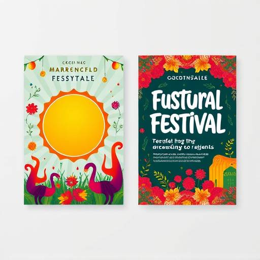 Set van marketing posters en brochures voor een cultureel festival.